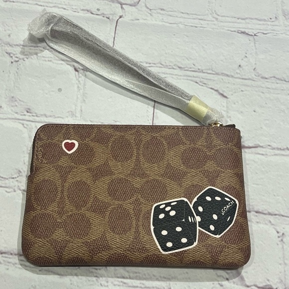 COACH Corner Zip Wristlet In Signature Canvas With Rexie Sticker Print NWT - Picture 4 of 14